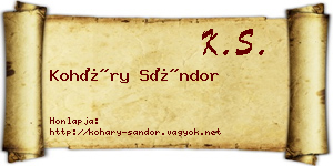 Koháry Sándor névjegykártya