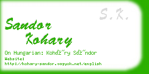 sandor kohary business card